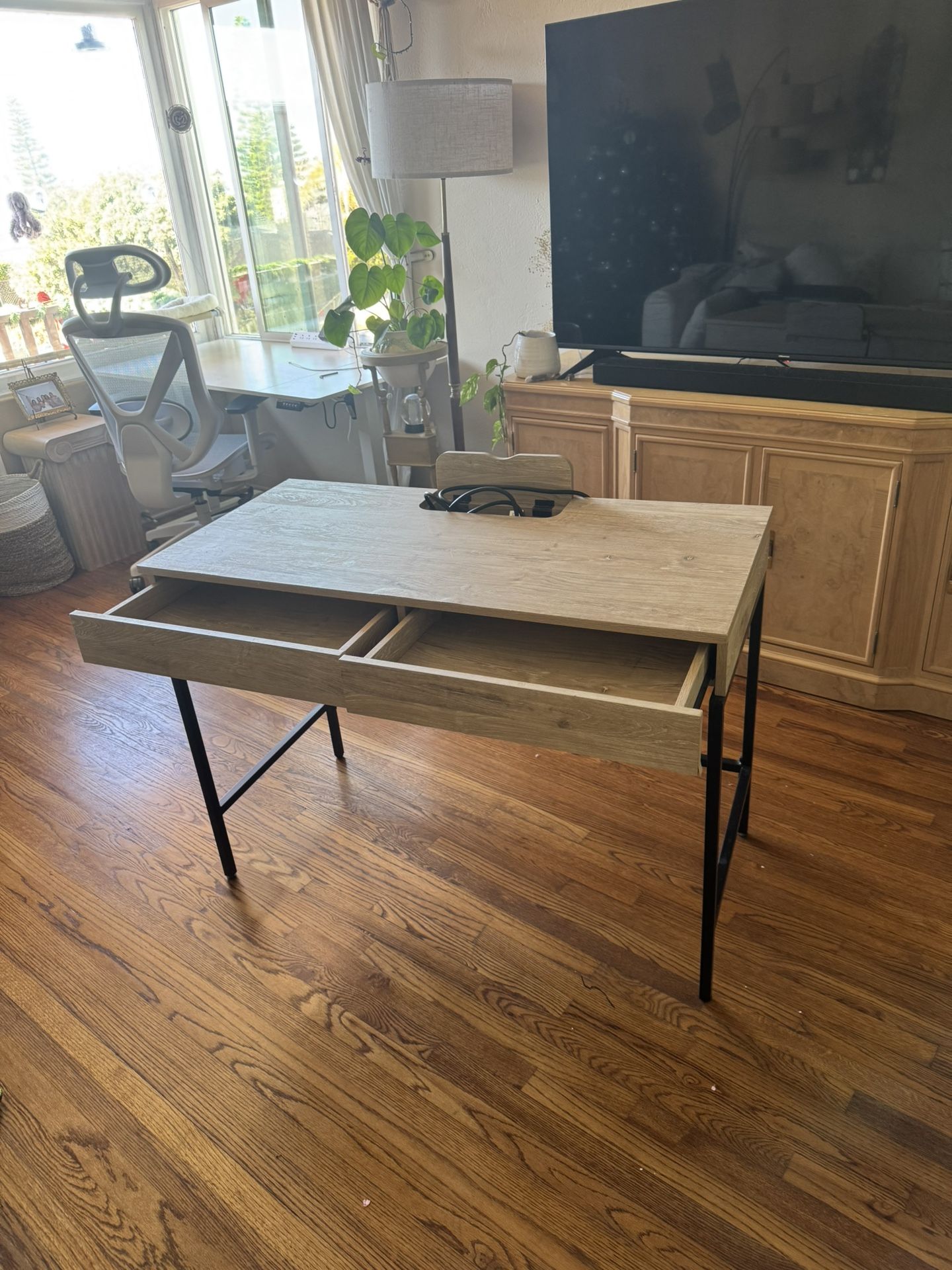 FOR SALE – Like New Modern Light Oak Desk with Drawers – $140 OBO