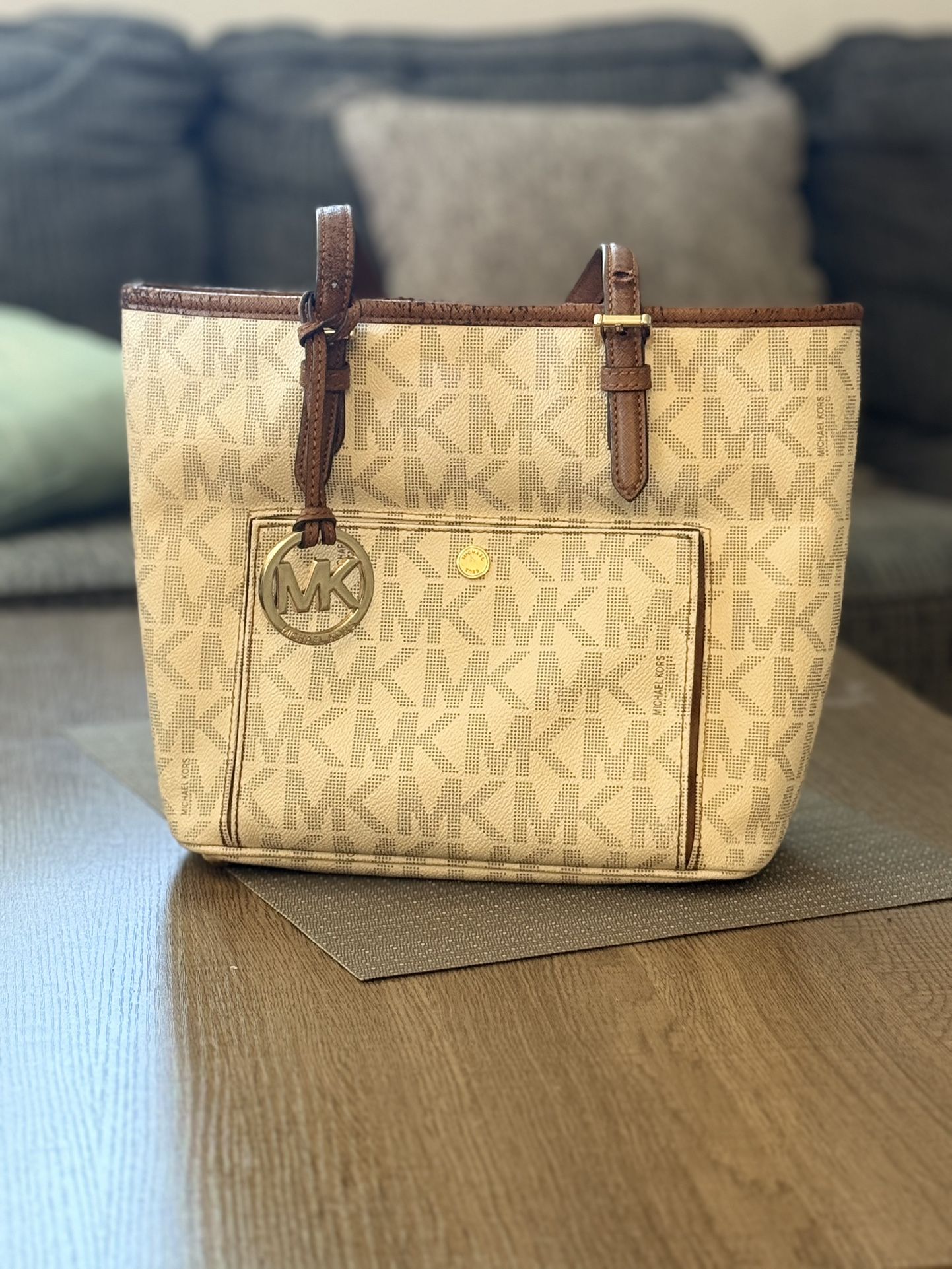 Michael Kors Monogram Jet Set Logo Tote