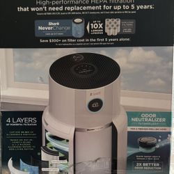 Shark NeverChange 1400 sq. ft. HEPA Filter Tower Air Purifier and Cleaner in White w/ Odor Neutralization and Clean Sense Tech