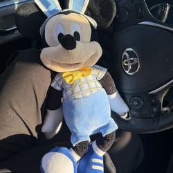 Disney Mickey Mouse Plush with Bunny Ears Blue Doll 18”  used
