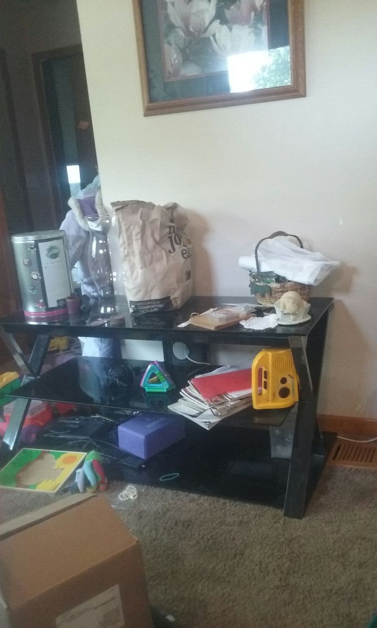 TV stand minus the junk
