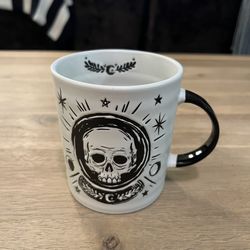 Halloween Skull Black & White Coffee Mug LIKE NEW