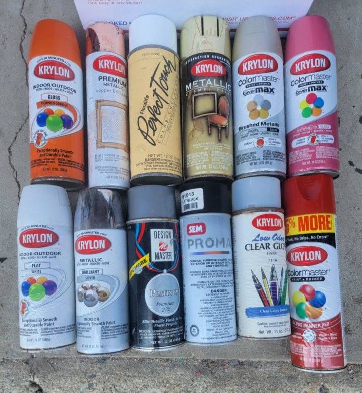 Assorted Spray Paint Cans - Partially Full
