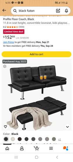 Black futon no bugs kept clean hardly used