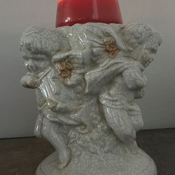 Vintage Cherub Angel Pedestal Candle Holder – Shabby Chic Romantic Decor