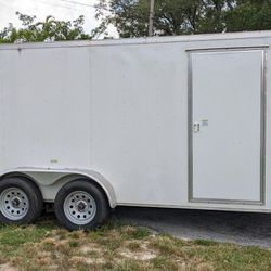 Enclose Trailer Double Axel With Brakes  18x8 5 Side Door And Ramp Like New