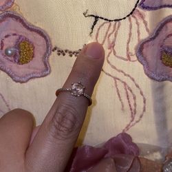 Pink Sparkling Crown Solitaire Ring 14k rose gold plating