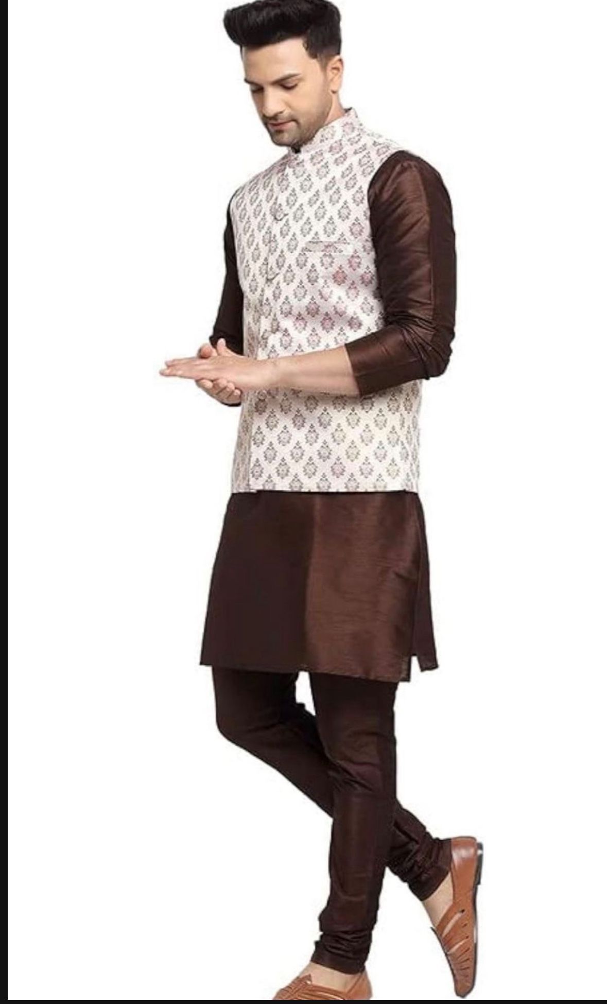 Kurta Pajama Set Waistcoat Ethnic Wear Tunic Kurtas Cotton Jacket