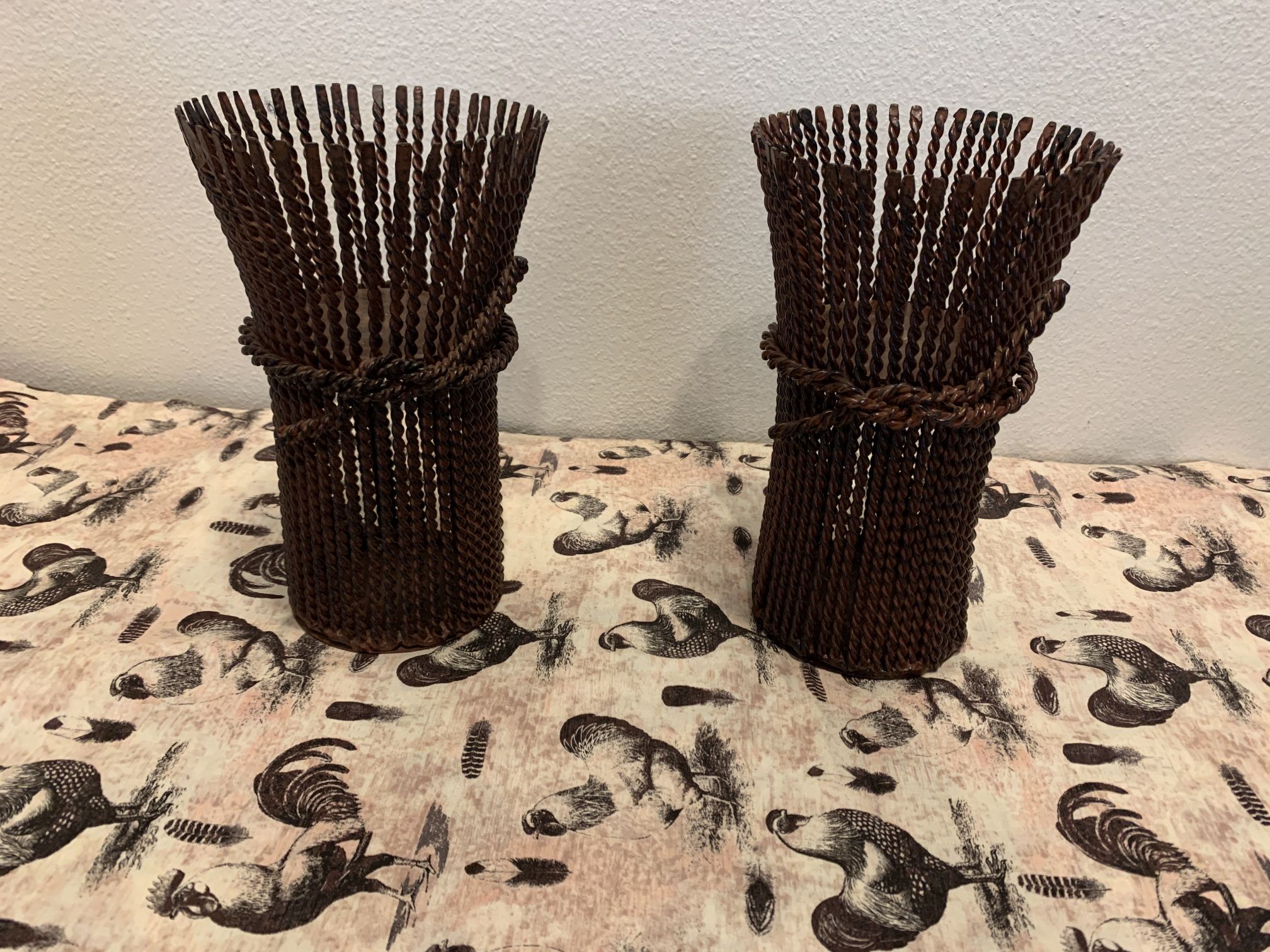 Set of 2 Country Farmhouse Candle Pillar holders- Home Decor