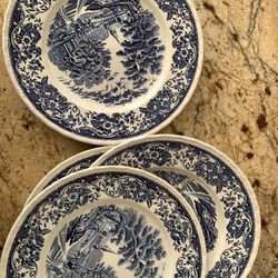 4 10” Plates Antique Royal Tudor Ware Old English Fine China 