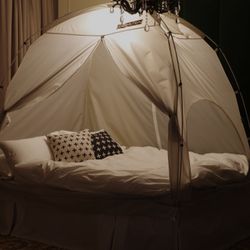 BESTEN Floorless Indoor Privacy Tent on Bed for Warm and Cozy Sleep Inside Drafty Room (Queen, Gray)