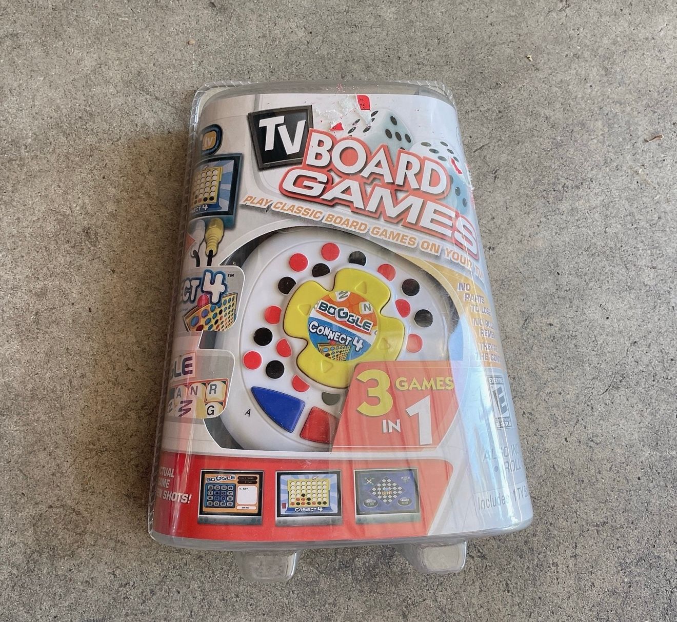 TV Plug and Play Classic Board Game Connect 4 Boggle Roll Over 3 Games in 1