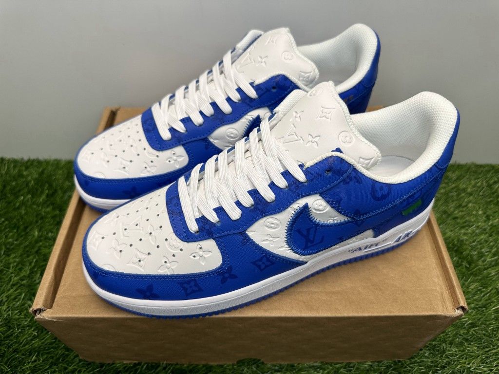LOUIS VUITTON LV NIKE AIR FORCE LOW AF1 VIRGIL ROYAL BLUE NEW