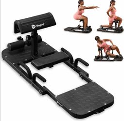 Hip Thrust Machine – Foldable, 220 lb Cap,squat + hip thrust bench, powder-coated steel, PU leather pad, folds with wheels, glutes, hamstrings & core,