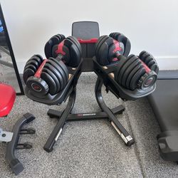 Bowflex dumbbells with stand