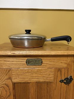 Vintage 10” Revere Ware Copper Bottom Skillet With Lid.    B