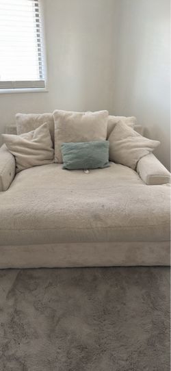 Oversized Cream Teddy Fabric Chaise Lounge