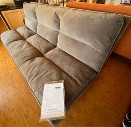 Piper Gray Fabric Convertible Futon Sleeper Bed 71”