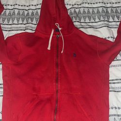 Polo Zip Up Hoodie Red (SIZE SMALL)