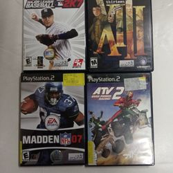 4 Playstation 2 Video Games (THIRTEEN, ATV2, MAJOR LEAGUE BASEBALL 2K7 & MADDEN 07)