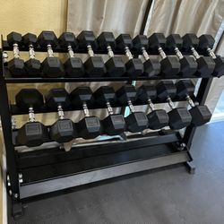 5-50lbs Dumbbells w/Rack 