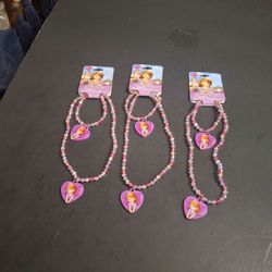 Lot of 3 Brand New Disney Princess Sofia The First Necklace And Bracelet Sets