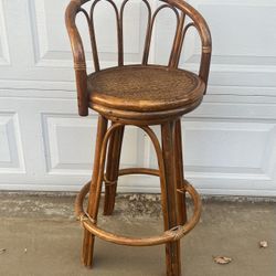Rattan Bar Stool Brown Wooden Chair
