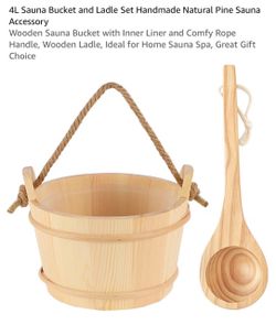 4L Pine Wood Sauna Bucket and Ladle Set