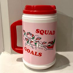 Christmas Squad Goals Drinking Chug Mug 20 oz. Cup Red Lid Plastic Reusable