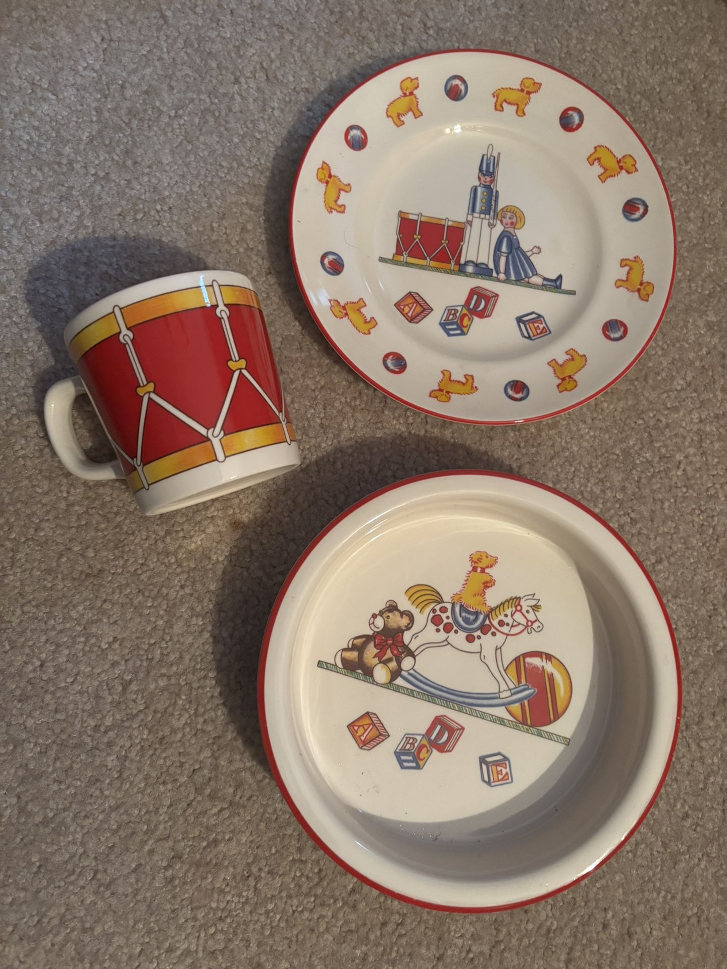 1992 Tiffany Child Bowl, Cup, Plate