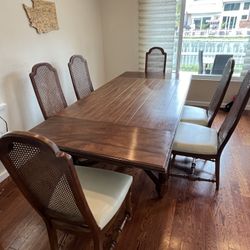 Kitchen Set. Wood Brown Table For 6 or more person With 6 Chairs 