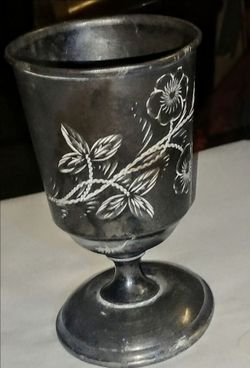 Vintage Hand Engraved Floral Silver Goblet/Chalice
