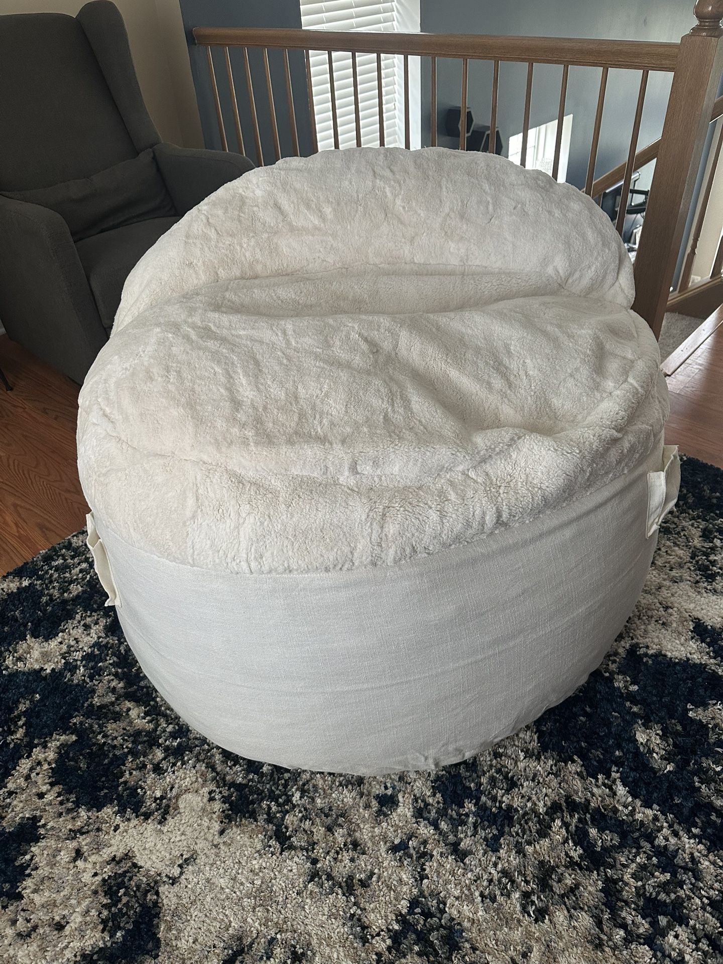 CordaRoy’s Adult Bean Bag Chair - Full - NEST Bunny “faux” Fur With Waterproof Mattress Cover