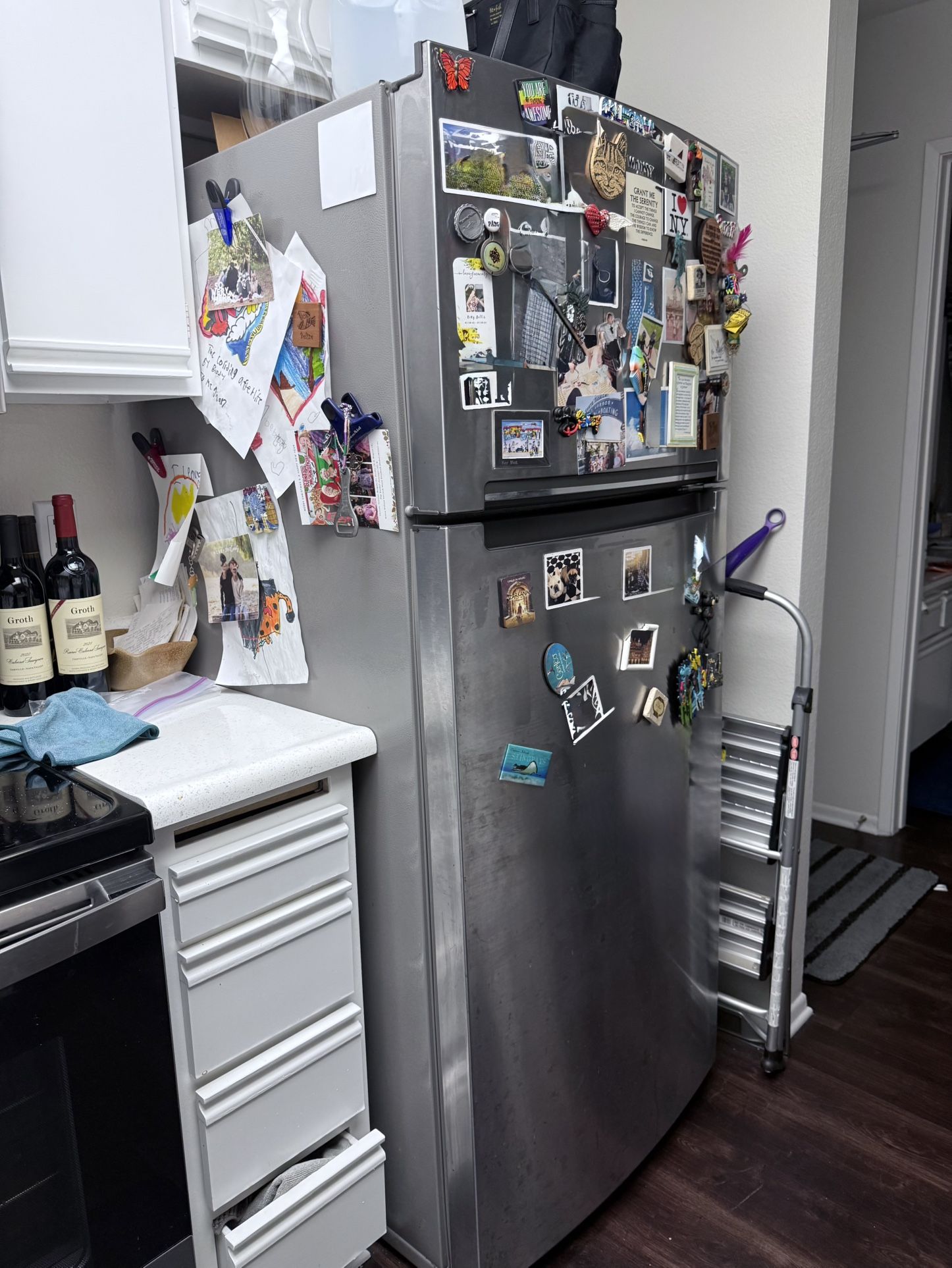 Stainless Steel Whirlpool Freezer On Top Refrigerator