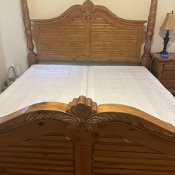 Solid Wood King Size Bed & Chest of Drawers $300