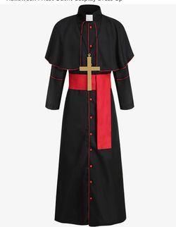 Halloween Priest Costume with Cross Necklace size large