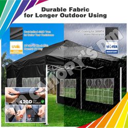 10x20' Heavy duty Easy Pop Up Canopy with Removable Sidewalls 420D Waterproof Folding Wedding Party Tent Outdoor
