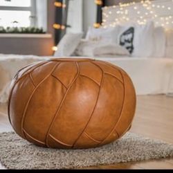 Leather Pouf  Ottoman 