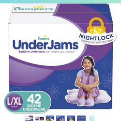 Pampers UnderJams Disposable Bedtime Underwear for Girls, Size L/XL, 42 Count, Super Pack
