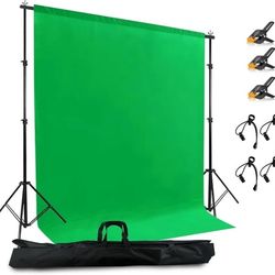 2-in-1 Green Screen Backdrop Stand Kit (6.5 x 6.5 ft) – NEW