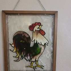 Glass  Rooster Picture. Mothers Day