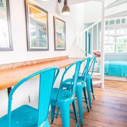 Bar Stools New in Original Packagings Set of 4 Stunning Glossy Teal Blue Finish With Backrests.