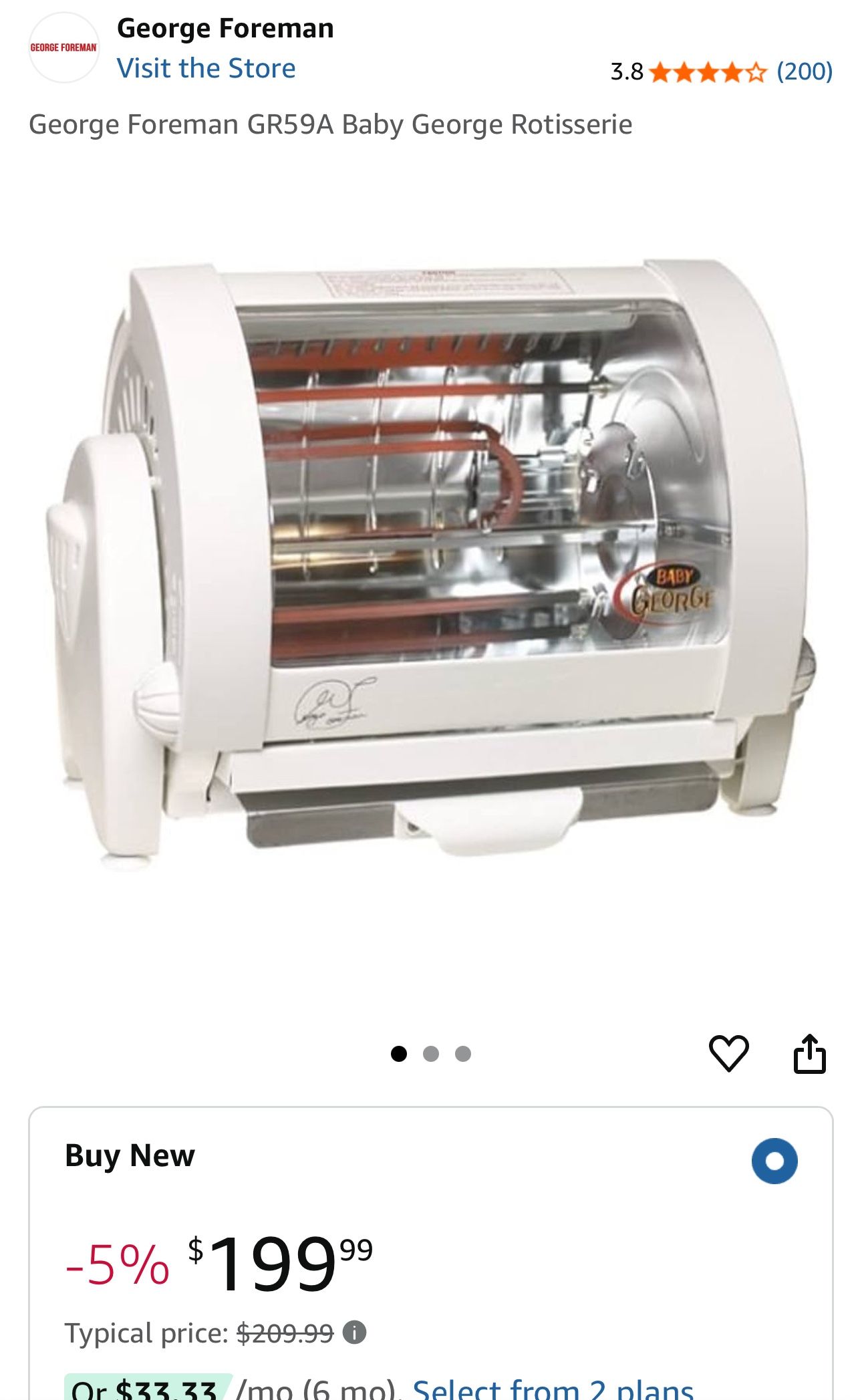 George Foreman GR59A Baby George Rotisserie $35