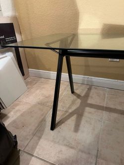 Black Frame Glass Table 32”w By 60” L By 28 1/2 H