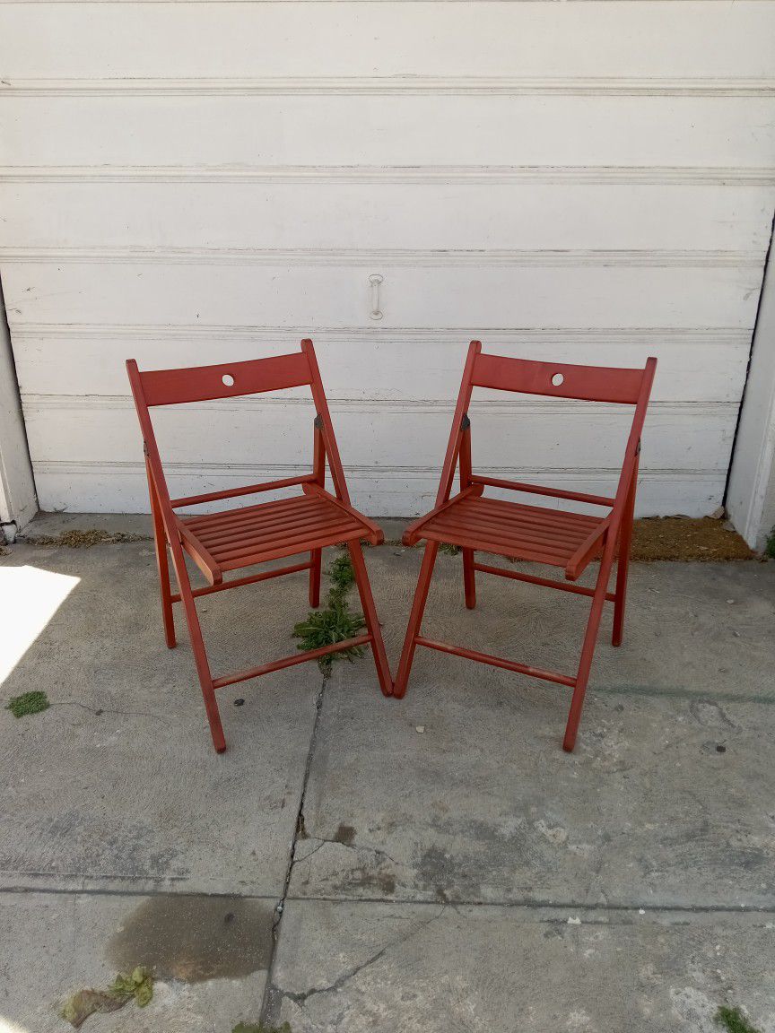 2 Two IKEA Wooden Folding Chairs