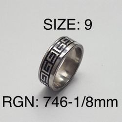 Stainless Steel Ring Band For Men & Women: Size-9/RGN-746-1