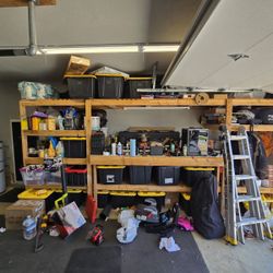 Garage Shelves With Table Built In 