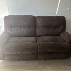 BROWN SUEDE LOVESEAT