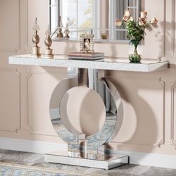 Tribesigns 43" Mirrored Console Table, Modern Silver Sofa Table with O-Shaped Base Brand new still in the box D416