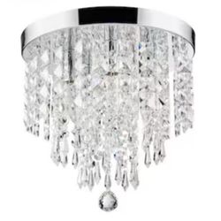 11 in. 5-Light Chrome Flush Mount Chandelier with K9 Crystals